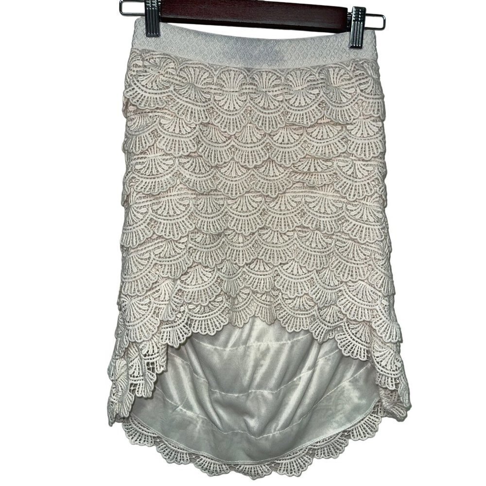 Mia Joy Lace Tiered High Low Skirt Crochet Pull On Girls Size 10